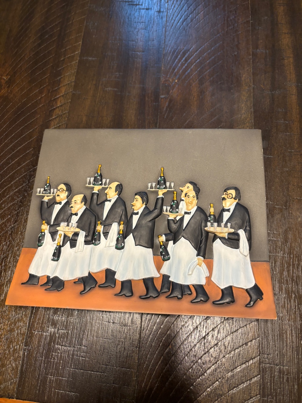 Guy BuffettDecorative Wall Plaque - Waiters Serving Champagne in Black and White